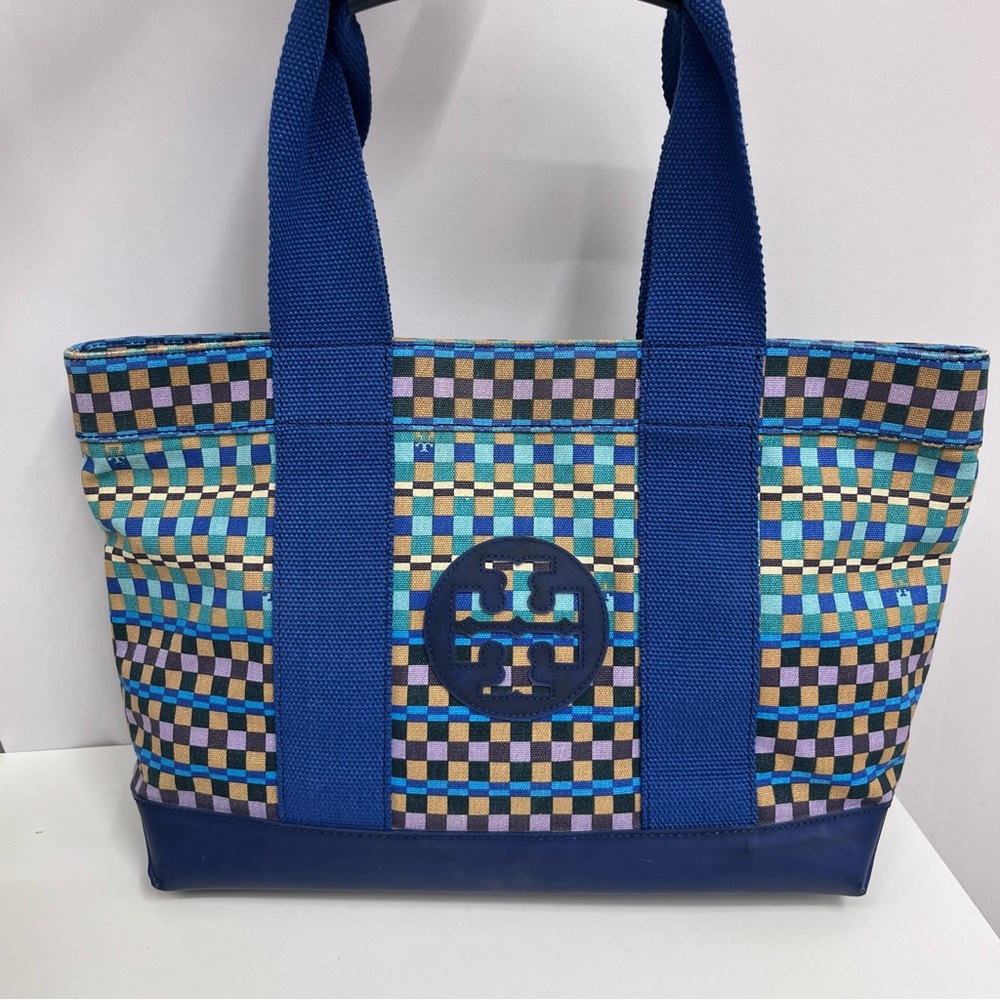 Tory Burch Canvas Tote Bag Handbag Purse $195 Printed Mini Tory Beach Tote